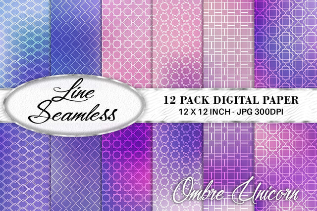 Digital paper mix line pattern on gradient unicorn color background Digital Pattern artnoy 