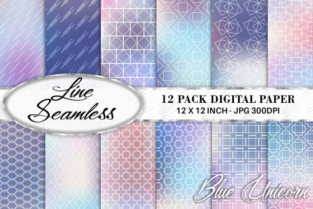 Digital paper mix line pattern on gradient unicorn color background Digital Pattern artnoy 