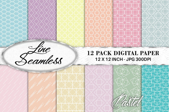 Digital paper mix line pattern on pastel color background Digital Pattern artnoy 
