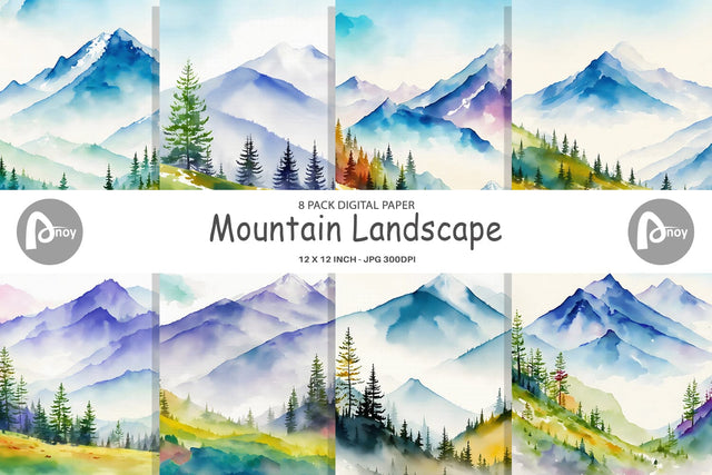 Digital Paper Mountain Landscape Digital Pattern artnoy 