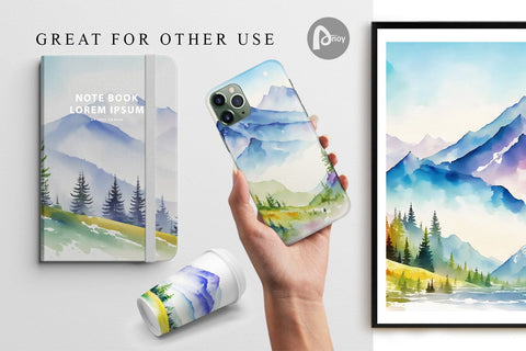 Digital Paper Mountain Landscape Digital Pattern artnoy 