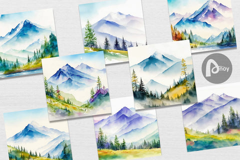 Digital Paper Mountain Landscape Digital Pattern artnoy 