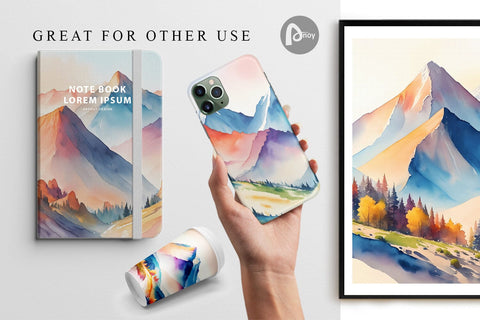 Digital Paper Mountain Vistas Landscape Digital Pattern artnoy 