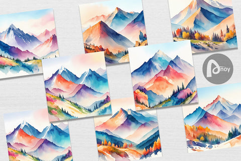 Digital Paper Mountain Vistas Landscape Digital Pattern artnoy 