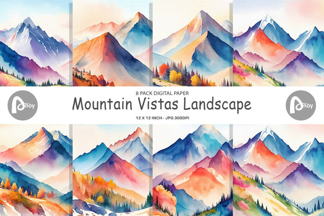 Digital Paper Mountain Vistas Landscape Digital Pattern artnoy 