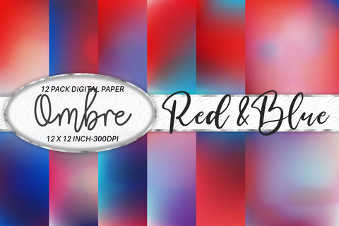 Digital paper ombre color red and blue Digital Pattern artnoy 
