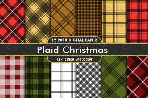 Digital Paper plaid Christmas background Digital Pattern artnoy 