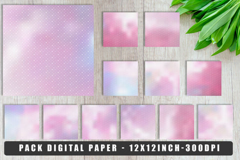 Digital Paper polka dot pattern with pink gradient color background Digital Pattern artnoy 