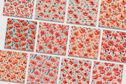 Digital Paper Poppy Flower Seamless Pattern Digital Pattern artnoy 