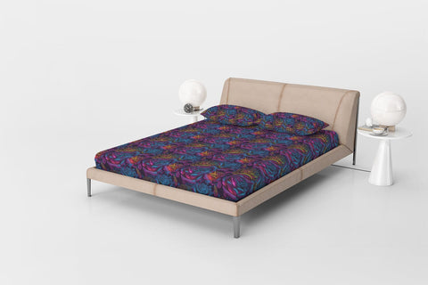 Digital Paper Rainbow Neon Rose Flower Seamless Pattern Digital Pattern artnoy 