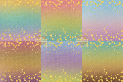 Digital Paper - Rainbow Star Glitter Background Pack Digital Pattern SineDigitalDesign 
