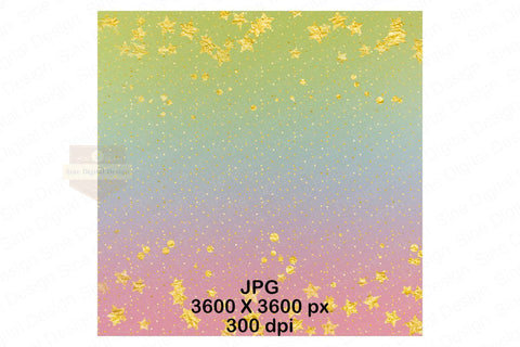 Digital Paper - Rainbow Star Glitter Background Pack Digital Pattern SineDigitalDesign 