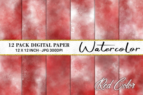 Digital Paper red Watercolor background Digital Pattern artnoy 
