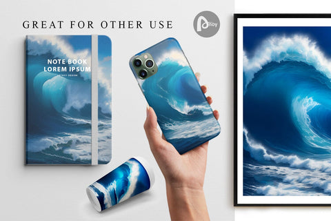 Digital Paper Rolling Blue Wave Digital Pattern artnoy 