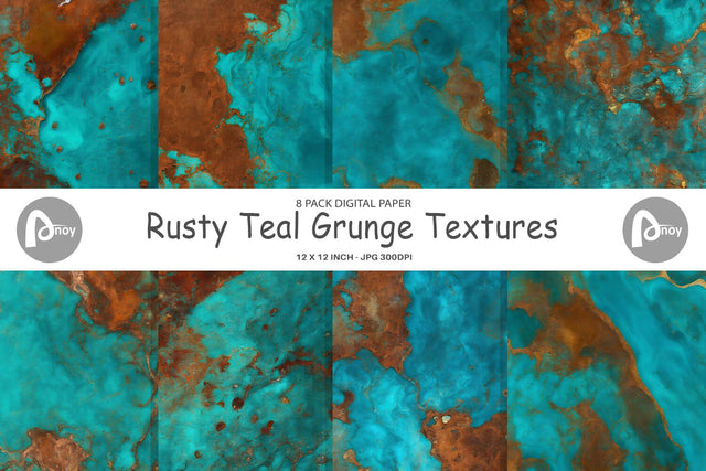 Digital Paper Rusty Teal Grunge Texture Digital Pattern artnoy 