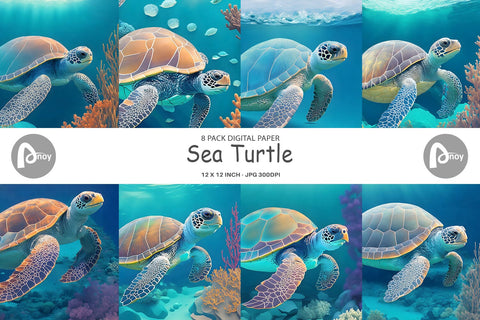 Digital Paper Sea Turtle Digital Pattern artnoy 