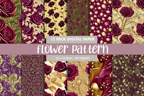 Digital paper seamless pattern flower illustration Digital Pattern artnoy 