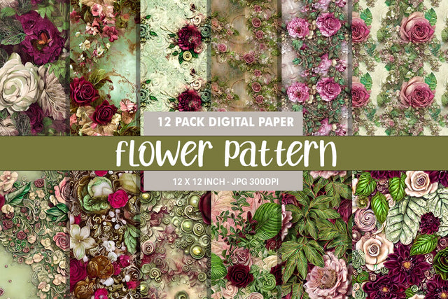 Digital paper seamless pattern flower illustration Digital Pattern artnoy 