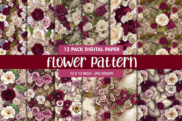 Digital paper seamless pattern flower illustration Digital Pattern artnoy 
