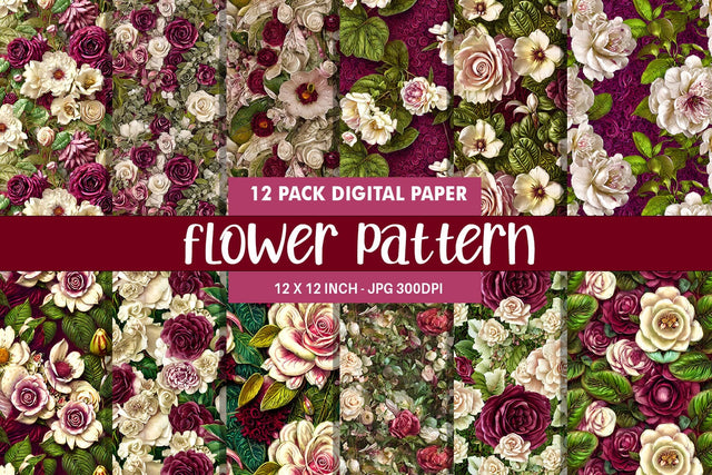 Digital paper seamless pattern flower illustration Digital Pattern artnoy 