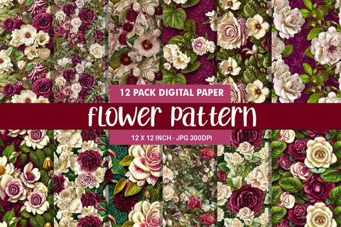 Digital paper seamless pattern flower illustration Digital Pattern artnoy 