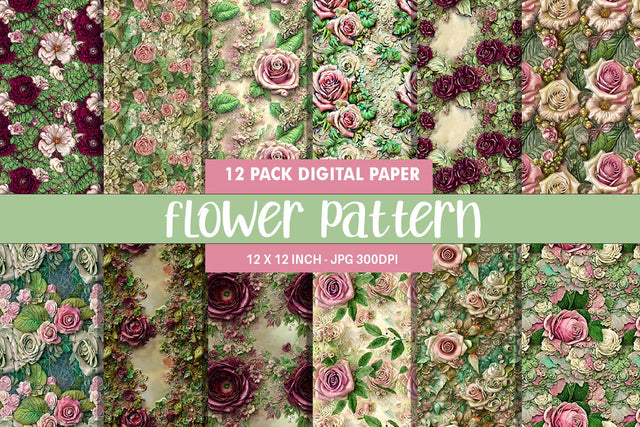 Digital paper seamless pattern flower illustration Digital Pattern artnoy 