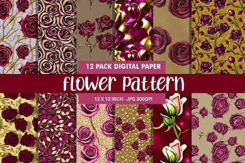 Digital paper seamless pattern flower illustration Digital Pattern artnoy 