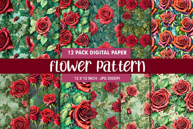 Digital paper seamless pattern flower illustration Digital Pattern artnoy 