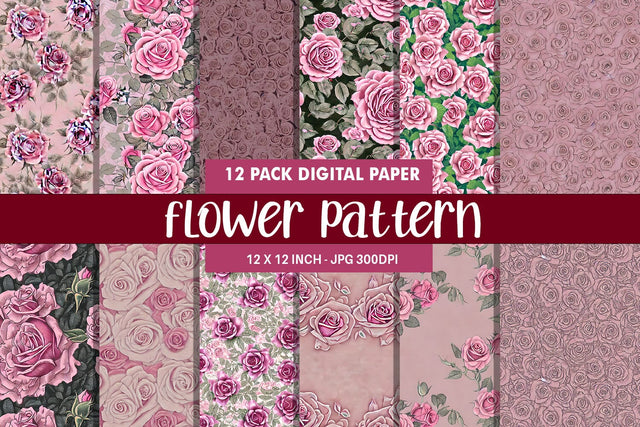 Digital paper seamless pattern flower illustration Digital Pattern artnoy 