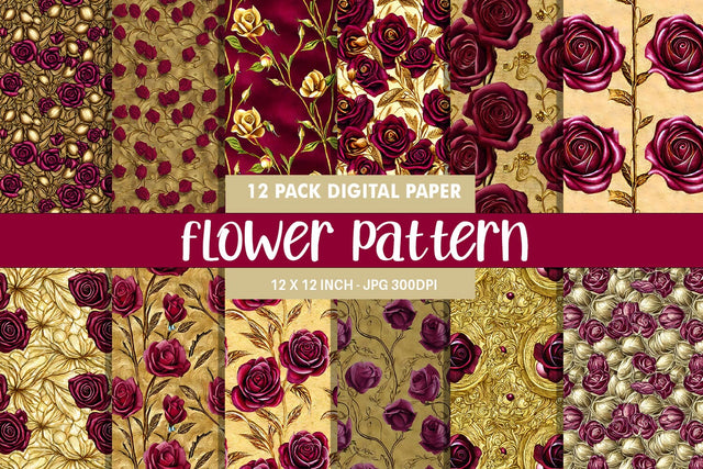Digital paper seamless pattern flower illustration Digital Pattern artnoy 