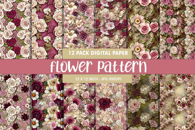 Digital paper seamless pattern flower illustration Digital Pattern artnoy 