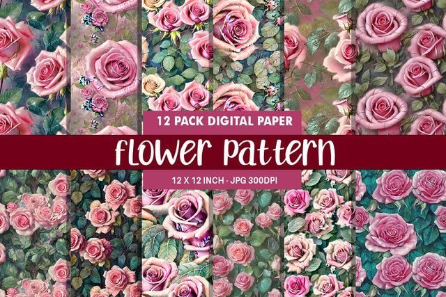 Digital paper seamless pattern flower illustration Digital Pattern artnoy 