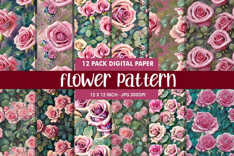 Digital paper seamless pattern flower illustration Digital Pattern artnoy 