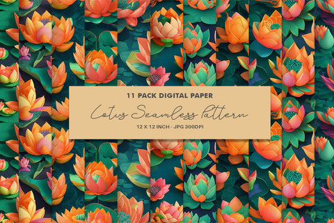 Digital paper seamless pattern of lotus flowers Digital Pattern artnoy 