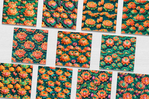 Digital paper seamless pattern of lotus flowers Digital Pattern artnoy 