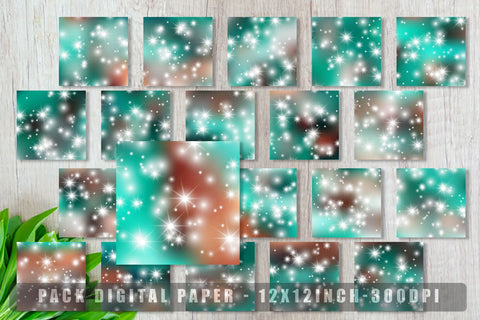 Digital paper sparkle and gradient Turquoise color background Digital Pattern artnoy 