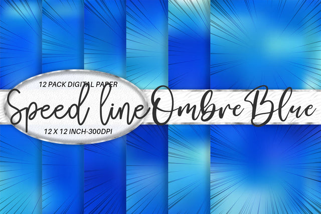 Digital paper speed line with ombre blue color background Digital Pattern artnoy 
