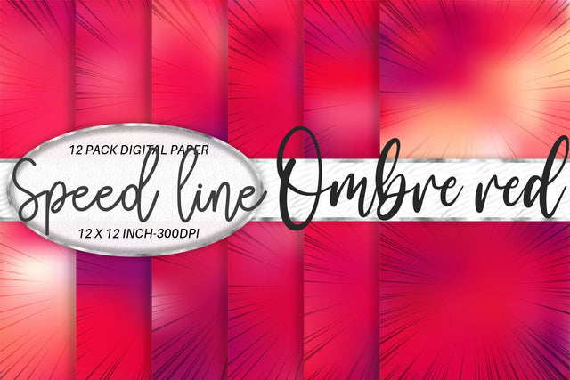 Digital paper speed line with ombre red color background Digital Pattern artnoy 