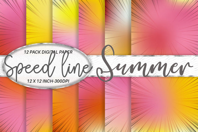 Digital paper speed line with ombre summer color background Digital Pattern artnoy 