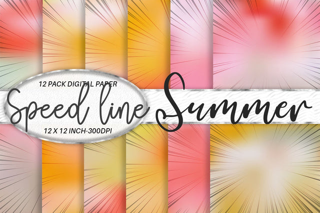 Digital paper speed line with ombre summer color background Digital Pattern artnoy 