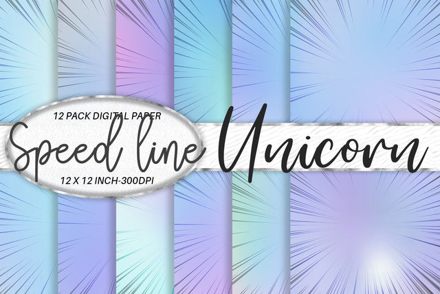Digital paper speed line with ombre unicorn color background Digital Pattern artnoy 