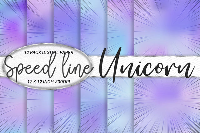 Digital paper speed line with ombre unicorn color background Digital Pattern artnoy 