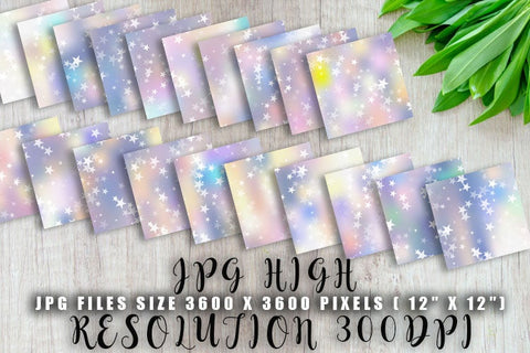 Digital Paper star pattern and gradient hologram color background Digital Pattern artnoy 