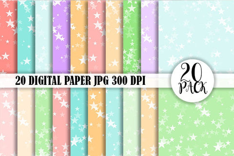 Digital Paper star pattern and pastel color background Digital Pattern artnoy 