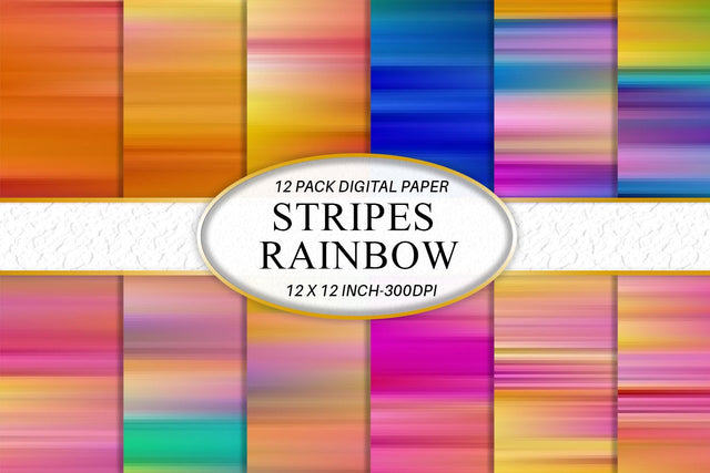 Digital paper striped rainbow color background Digital Pattern artnoy 