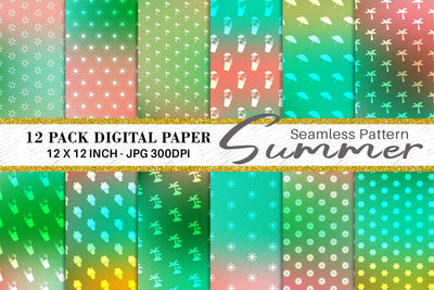 Digital paper summer pattern with gradient color background Digital Pattern artnoy 