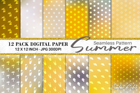 Digital paper summer pattern with gradient color background Digital Pattern artnoy 