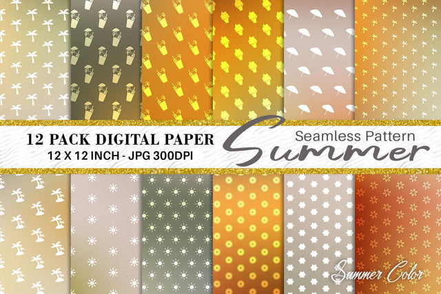 Digital paper summer pattern with gradient color background Digital Pattern artnoy 