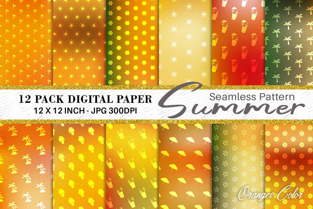 Digital paper summer pattern with gradient color background Digital Pattern artnoy 