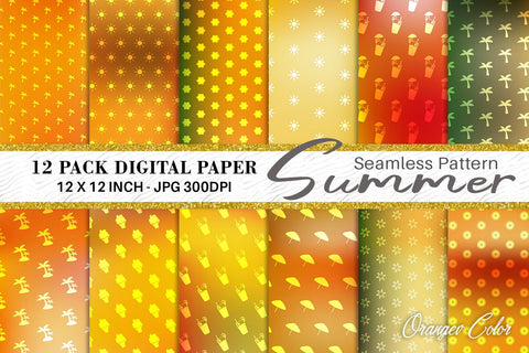 Digital paper summer pattern with gradient color background Digital Pattern artnoy 